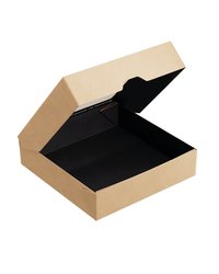 Контейнер бумажный "на вынос" 1500мл 200х200х48мм ONEBOX С окном цвет Черный (х25/150)