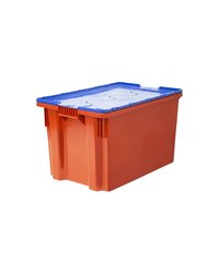 Ящик для продуктов сплошной с крышкой (от -18 до +50°C) полиэтилен 63л ,H=36,5,L=60,B=40см красный,с