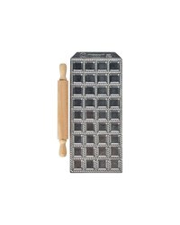 Форма для равиоли 2,5х2,5см со скалкой[36шт] алюм.литой,дерево ,H=15,L=310,B=135мм