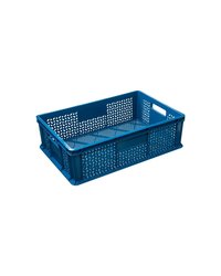 Ящик для продуктов перфорированный с ручками полиэтилен 43,2л ,H=18,L=60,B=40см синий