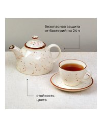 Чайник заварочный «Париж» фарфор 0,6л D=70/125,H=120мм белый,коричнев.