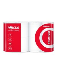 Туалетная бумага 3-слойная Focus Premium, 8 рулонов (х8/64)