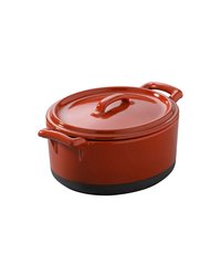 Кастрюля для запекания с крышкой фарфор 450мл ,H=80,L=135,B=122мм красный,черный