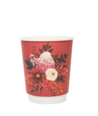 Стакан бумажный 2-слойный ProstoKap Цветы красный d=80 250 мл