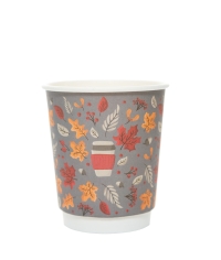Стакан бумажный 2-слойный ProstoKap Осень Листья СЕРЫЙ d=80 250 мл
