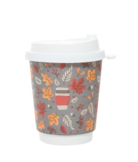 Стакан бумажный 2-слойный ProstoKap Осень Листья СЕРЫЙ d=80 250 мл