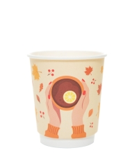 Стакан бумажный 2-слойный ProstoKap Осень-руки охра d=80 250 мл