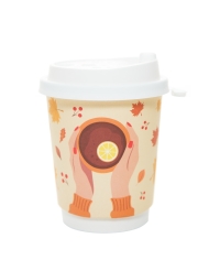 Стакан бумажный 2-слойный ProstoKap Осень-руки охра d=80 250 мл