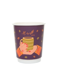 Стакан бумажный 2-слойный ProstoKap Осень-руки фиолетовый d=80 250 мл