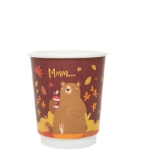 Стакан бумажный 2-слойный ProstoKap Мишка бордовый d=80 250 мл