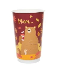 Стакан бумажный 2-слойный ProstoKap Мишка бордовый d=90 450 мл