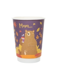 Стакан бумажный 2-слойный ProstoKap Мишка фиолетовый d=90 350 мл