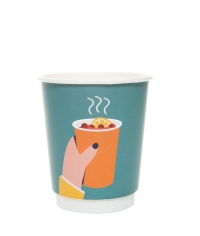 Стакан бумажный 2-слойный ProstoKap Зелёная рука d=80 250 мл