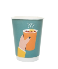 Стакан бумажный 2-слойный ProstoKap Зелёная рука d=90 350 мл