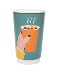 Стакан бумажный 2-слойный ProstoKap Зелёная рука d=90 450 мл