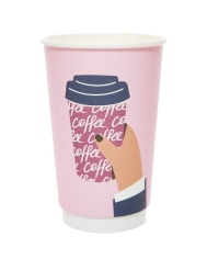 Стакан бумажный 2-слойный ProstoKap Розовая рука d=90 450 мл