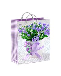Пакет подарочный 30х40+10см из мягкого пластика (Лиловое сердце) Тико (х1/40) [упаковка]