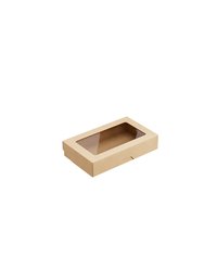 Контейнер бумажный OneBox с крышкой картон 1л ,H=4,L=12,B=20см св.корич.
