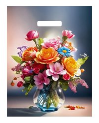 Пакет с вырубной ручкой 31x40см (60) (Цветочный коктейль) Глянцевый Артпласт (х50/1000)