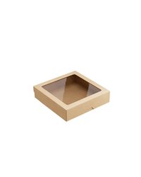 Контейнер бумажный OneBox с крышкой картон 1,5л ,H=48,L=200,B=200мм св.корич.