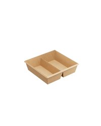 Контейнер бумажный OneClick 2 секции картон 1,2л ,H=55,L=190,B=200мм св.корич.