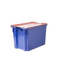 Ящик для продуктов сплошной с крышкой (от -18 до +50°C) полиэтилен 75л ,H=41,5,L=60,B=40см синий,ора