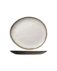 Блюдо овальное керамика ,L=32,5,B=28,5см белый,коричнев.