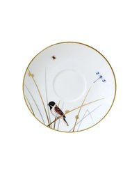 Блюдце «Рид» кост.фарф. D=16см белый,золотой