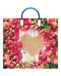 Пакет ПЭ с пластмассовыми ручками 38x34+3см (90) Кустовые розы Артпласт (х10/150)
