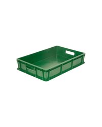Ящик для продуктов сплошной с ручками (от -18 до +50°C) полиэтилен 22л ,H=12,L=60,B=40см зелен.