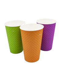 Стакан бумажный 2сл. DW16, 400/473мл "Waffle Color" с конгревом (микс цветов) (х25/500)