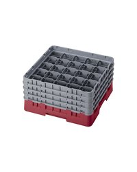 Кассета для бокалов 25 ячеек Dmax=87,Hmax=215мм полипроп. ,H=26,7,L=50,B=50см бордо,серый