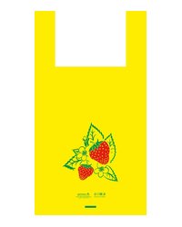 Пакет ПЭ типа "майка" 30+15х55см (19) ПНД (Клубника на желтом) (х100/1500)