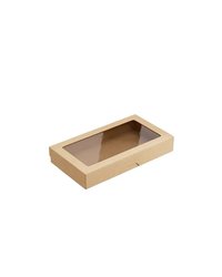 Контейнер бумажный OneBox с крышкой картон 1,45л ,H=4,L=26,B=15см св.корич.