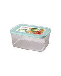 Контейнер для продуктов с крышкой полипроп. 1,3л ,H=80,L=180,B=125мм прозр.,голуб.