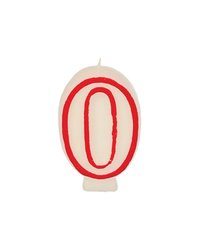 Свеча-цифра ко дню рождения «0» воск ,H=16,L=144/74,B=84мм белый,красный