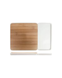 Блюдо для подачи бамбук,фарфор ,H=10,L=355/195,B=200мм св. дерево,белый