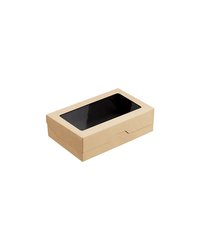 Контейнер бумажный OneBox с крышкой картон 1,9л ,H=6,L=23,B=14см черный
