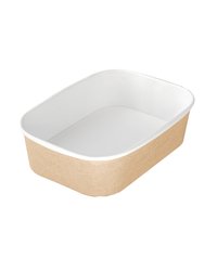 Контейнер бумажный прямоугольный 860мл 190х135х51мм CASE BOWL цвет Крафт/Белый OSQ (х45/360)