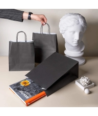 Чeрный бум. пакет 240×140×280 мм с кручеными ручками