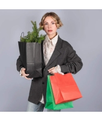 Красный бум. пакет 220×120×250 мм с кручеными ручками