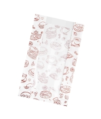 Жиростойкий белый бумажный V-пакет с окном и печатью ВЫПЕЧКА 140+60×250 мм