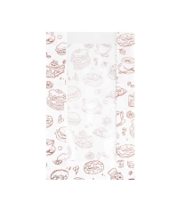 Жиростойкий белый бумажный V-пакет с окном и принтом ВЫПЕЧКА 140+60×250 мм