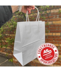 Белый бум. пакет 220×120×250 мм с кручеными ручками