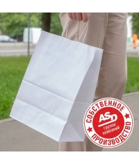 Белый бум. пакет 260×150×350 мм с кручеными ручками