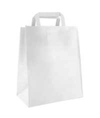 Белый пакет 240×140×280 мм с плоскими ручками
