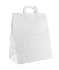 Белый пакет 320×200×370 мм с плоскими ручками