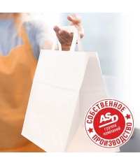 Белый пакет 240×140×280 мм с плоскими ручками