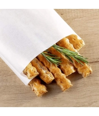 Жиростойкий белый бумажный V-пакет для выпечки 140+60×250 мм