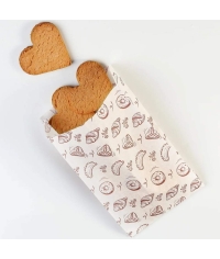 Жиростойкий белый бумажный V-пакет с принтом ВЫПЕЧКА 140+60×250 мм